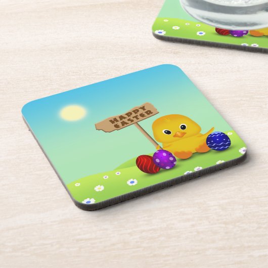 Niedlich Happy Easter Baby Chick Untersetzer (Linke Seite)