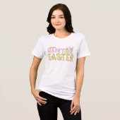 Niedlich Happy Easter Bunny Chick Name Typografie  Tri-Blend Shirt (Vorderseite voll)