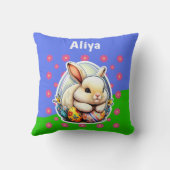 Niedlich Happy Easter Bunny Pink Blume Muster Kissen (Rückseite)