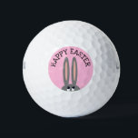 Niedlich Happy Easter Bunny Pink Golf Balls Golfball<br><div class="desc">Niedlich Happy Easter Bunny Pink Golf Balls machen eine tolle Geschenkidee für Golfer! Passend pastellfarbener Hintergrund mit sonniger Seite und langen Ohren "Happy Oaster" in schwarzem Druck über dem Kaninchen.</div>