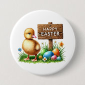 Niedlich Happy Easter chick Button (Vorderseite)