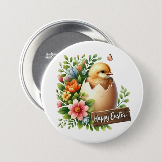 Niedlich Happy Easter chick Button (Vorne & Hinten)