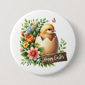 Niedlich Happy Easter chick Button (Vorderseite)