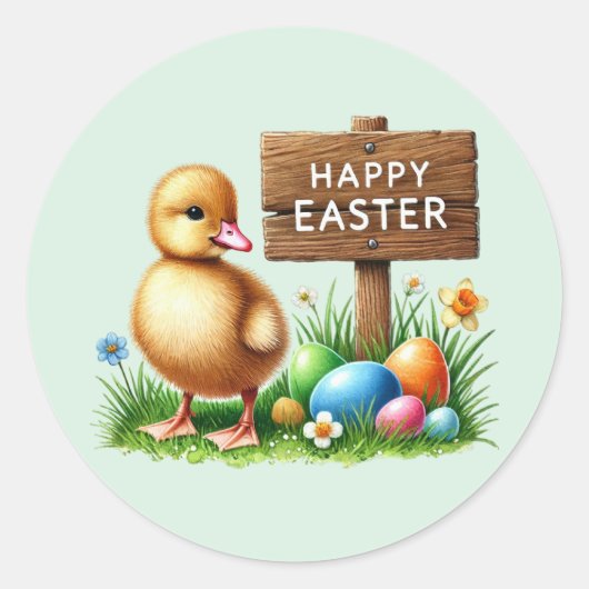 Niedlich Happy Easter chick Runder Aufkleber (Vorderseite)