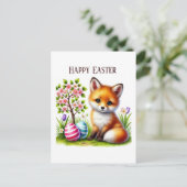 Niedlich Happy Easter Fux-Nachricht Feiertagspostkarte (Stehend Vorderseite)