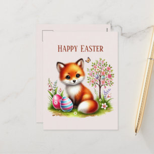 Niedlich Happy Easter Fux-Nachricht Feiertagspostkarte