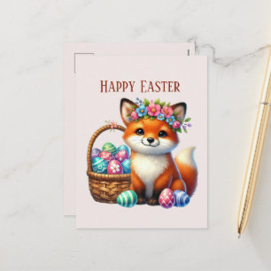 Niedlich Happy Easter Fux-Nachricht Feiertagspostkarte