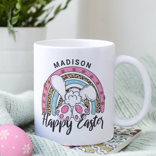 Niedlich Happy Easter Kaninchenbrennen Name Kaffeetasse