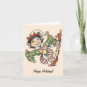 Niedlich Happy Elf Dancing, Retro Weihnachten Cart