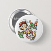 Niedlich Happy Elf Dancing, Retro Weihnachten Cart Button (Vorne & Hinten)