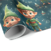 Niedlich Happy Elf Weihnachtsmuster Geschenkpapier (Rolleneckpunkt)