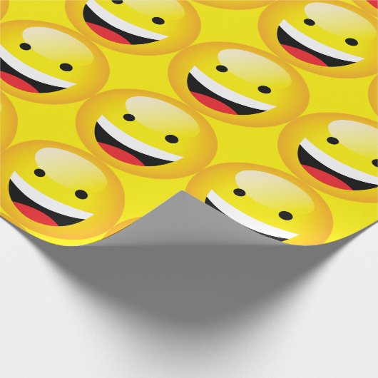 Niedlich Happy Emoji Laughing Face Party Time Symb Geschenkpapier (Ecke)