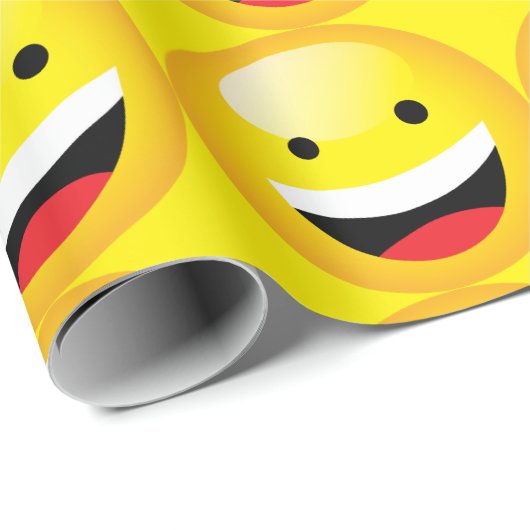 Niedlich Happy Emoji Laughing Face Party Time Symb Geschenkpapier (Rolleneckpunkt)