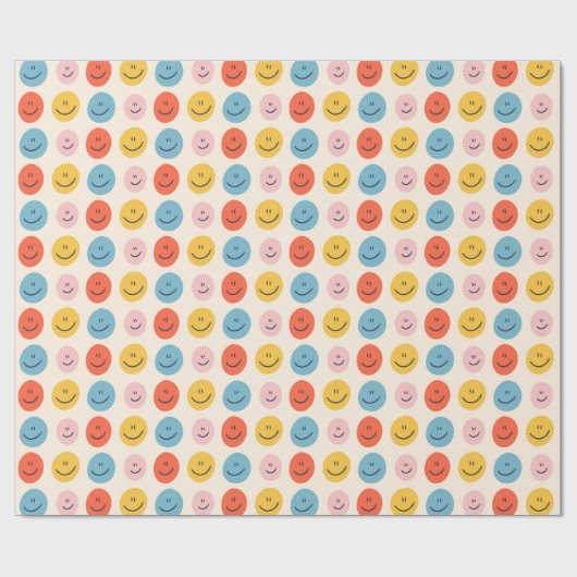 Niedlich Happy Face Blobs Spotty Fun Pattern Geschenkpapier (Flach)
