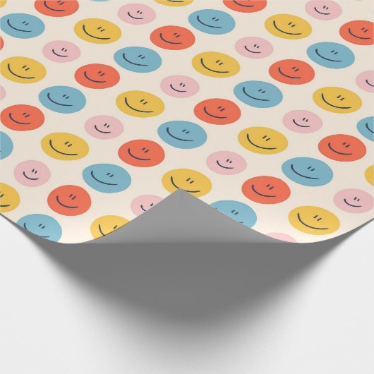 Niedlich Happy Face Blobs Spotty Fun Pattern Geschenkpapier (Ecke)
