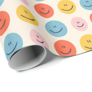 Niedlich Happy Face Blobs Spotty Fun Pattern Geschenkpapier