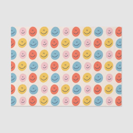 Niedlich Happy Face Blobs Spotty Fun Pattern Seidenpapier (Vorderseite)
