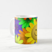 Niedlich Happy Face Blume Kaffeetasse (Vorderseite Links)