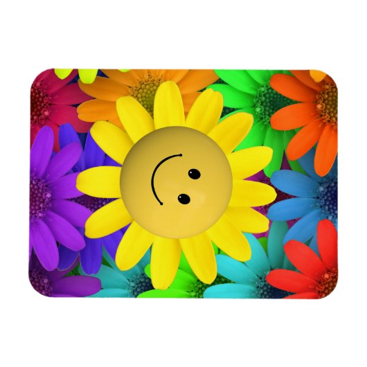 Niedlich Happy Face Blume Magnet (Horizontal)