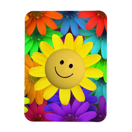 Niedlich Happy Face Blume Magnet (Vertikal)