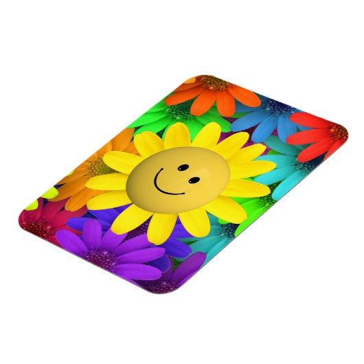 Niedlich Happy Face Blume Magnet (Linke Seite)