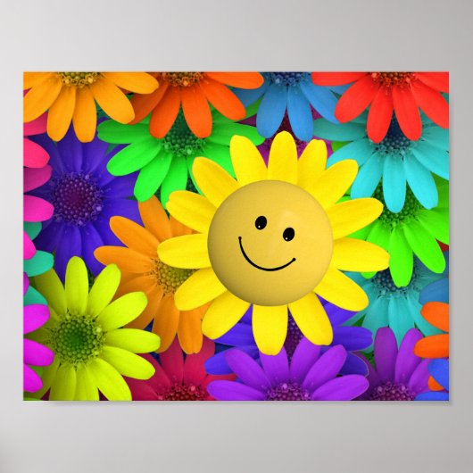 Niedlich Happy Face Blume Poster (Vorne)