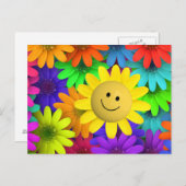Niedlich Happy Face Blume Postkarte (Vorne/Hinten)