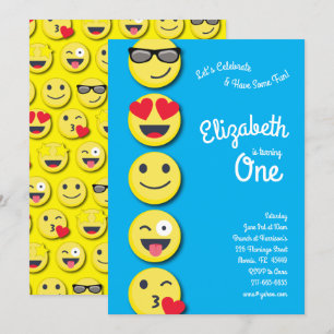 Niedlich Happy Face Kinder 1. Geburtstag Party Einladung