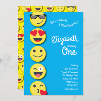 Niedlich Happy Face Kinder 1. Geburtstag Party Einladung