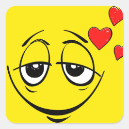 Niedlich Happy Face Liebe Emoji Quadratischer Aufkleber