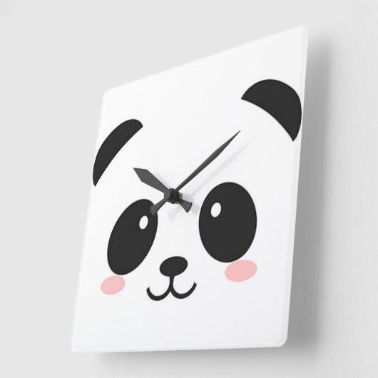 Niedlich Happy Face Panda Quadratische Wanduhr (Winkel)