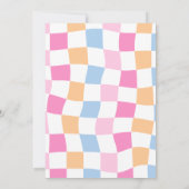 Niedlich Happy Face Smile Groovy Checkered Geburts Einladung (Rückseite)