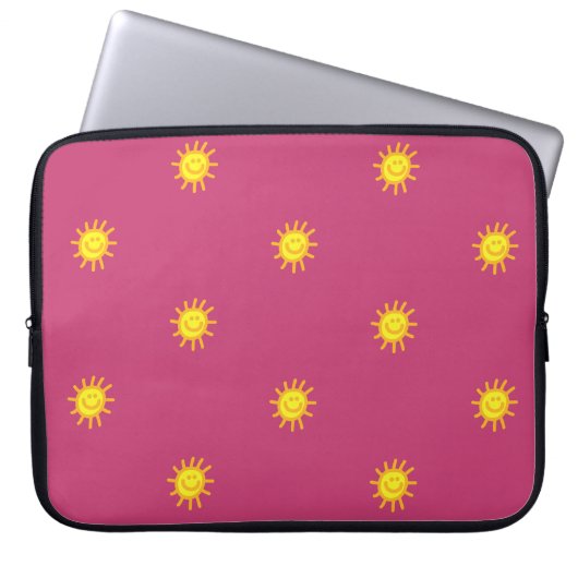 Niedlich Happy Face Sunshine Sun Pattern Pink Girl Laptopschutzhülle (Vorderseite)