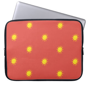 Niedlich Happy Face Sunshine Sun Pattern Red Moder Laptopschutzhülle