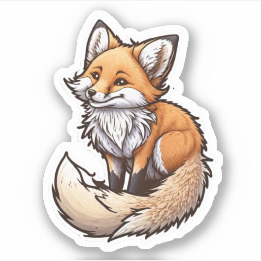 Niedlich Happy Fox Sticker (Vorderseite)