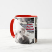 Niedlich Happy Friedlich Christmas White Puppy Dog Tasse (Vorderseite Links)