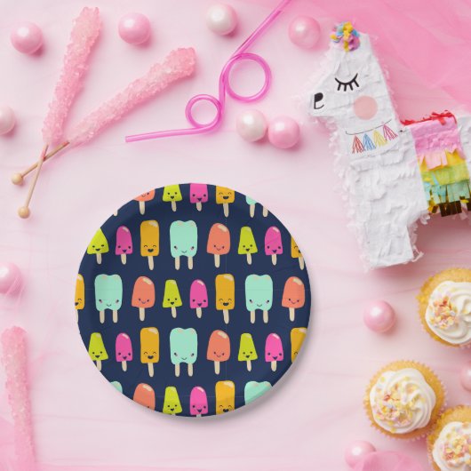 Niedlich Happy Fruit Popsicle Kawaii Faces Paper P Pappteller (Party)