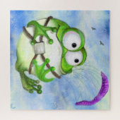 Niedlich Happy Funny Frog Paraglider - Cartoon Zei Puzzle (Horizontal)
