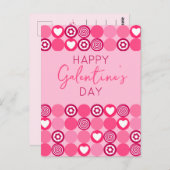 Niedlich Happy Galentine's Day Rosa Herz und Blume Postkarte (Vorne/Hinten)