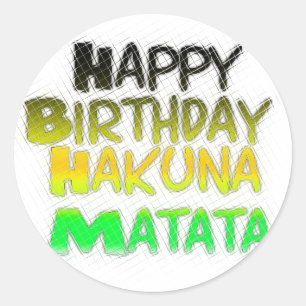 Niedlich Happy Geburtstag Hakuna Matata Öko Inspir Runder Aufkleber