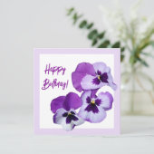 Niedlich Happy Geburtstag hübsche lila Panik Blume Karte (Stehend Vorderseite)