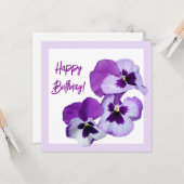 Niedlich Happy Geburtstag hübsche lila Panik Blume Karte (Vorderseite/Rückseite Beispiel)
