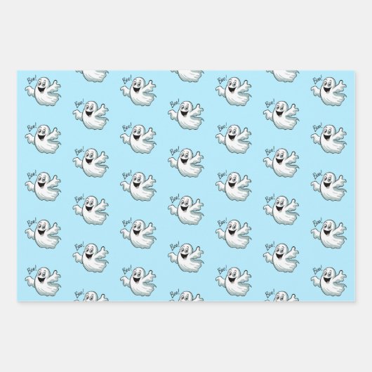 Niedlich Happy Ghost Geschenkpapier Set (Vorderseite 2)