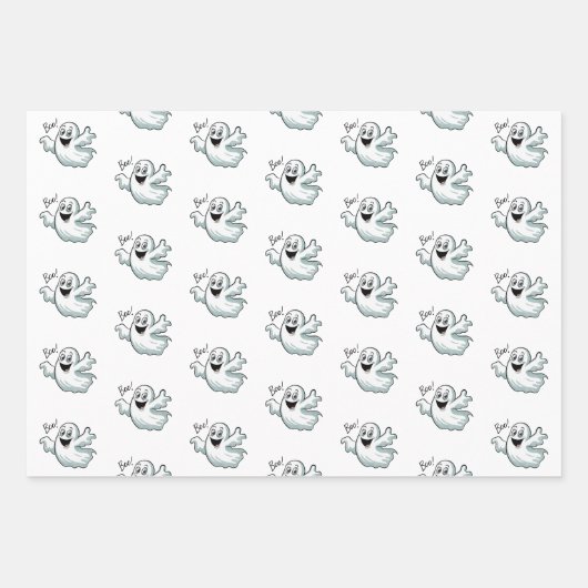 Niedlich Happy Ghost Geschenkpapier Set (Vorderseite)
