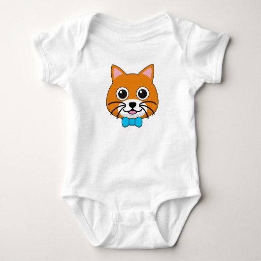 Niedlich Happy Ginger Cat mit Papillon Baby Strampler (Vorderseite)