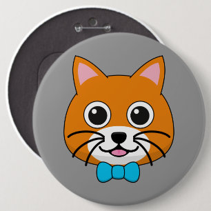 Niedlich Happy Ginger Cat mit Papillon Button