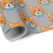 Niedlich Happy Ginger Cat mit Papillon Geschenkpapier (Rolleneckpunkt)