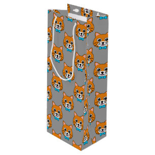 Niedlich Happy Ginger Cat mit Papillon Geschenktüte Für Weinflaschen