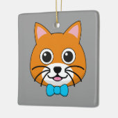 Niedlich Happy Ginger Cat mit Papillon Keramikornament (Links)