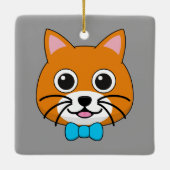 Niedlich Happy Ginger Cat mit Papillon Keramikornament (Rückseite)